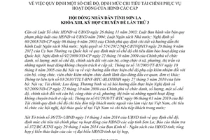 Nghị quyết 67/2014/NQ-HĐND chế độ định mức chi tiêu tài chính phục vụ Hội đồng các cấp Sơn La