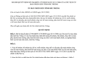 Quyết định 103/QĐ-UBND 2014 bãi bỏ 596/QĐTC-CTUBND kế toán trưởng đơn vị hành chính Sóc Trăng