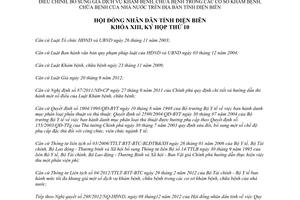 Nghị quyết 331/2014/NQ-HĐND điều chỉnh giá dịch vụ khám bệnh chữa bệnh cơ sở Nhà nước Điện Biên