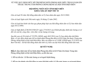 Nghị quyết 333/2014/NQ-HĐND mức hỗ trợ bệnh nhân Phong Trung tâm Phòng chống bệnh xã hội Điện Biên