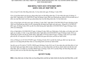 Nghị quyết 335/2014/NQ-HĐND mức chi kiểm soát thủ tục hành chính Điện Biên