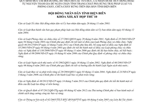 Nghị quyết 337/2014/NQ-HĐND mức chi bồi dưỡng ngăn chặn chặt phá rừng trái pháp luật Điện Biên