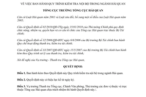 Quyết định 1086/QĐ-TCHQ năm 2014 kiểm tra nội bộ ngành Hải quan