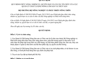 Quyết định 670/QĐ-BNN-TCCB cơ cấu tổ chức của Cục Quản lý Chất lượng Nông lâm sản Thủy sản 2014