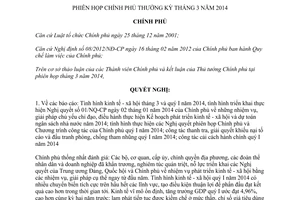 Nghị quyết 23/NQ-CP năm 2014 về phiên họp Chính phủ thường ký tháng 3