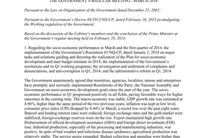 Resolution No. 23/NQ-CP the Government’s regular meeting March 2014