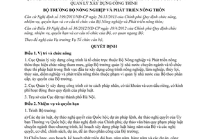 Quyết định 668/QĐ-BNN-TCCB 2014 chức năng quyền hạn cơ cấu tổ chức Cục Quản lý xây dựng công trình