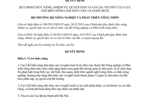 Quyết định 667/QĐ-BNN-TCCB 2014 cơ cấu tổ chức của Cục Chế biến nông lâm thủy sản và Nghề muối