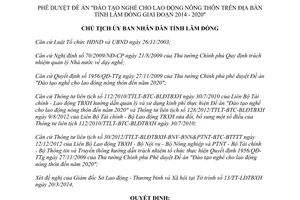 Quyết định 683/QĐ-UBND Đào tạo nghề cho lao động nông thôn Lâm Đồng 2014 - 2020