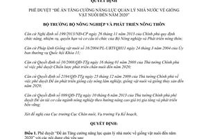 Quyết định 680/QĐ-BNN-CN năm 2014 phê duyệt tăng cường quản lý nhà nước giống vật nuôi đến 2020