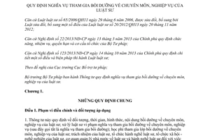 Thông tư 10/2014/TT-BTP nghĩa vụ tham gia bồi dưỡng chuyên môn nghiệp vụ luật sư