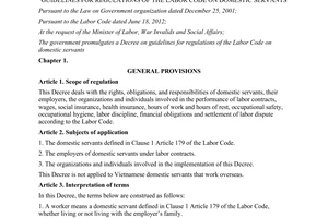 Decree No. 27/2014/ND-CP guidelines for regulations of the labor code on domestic servants