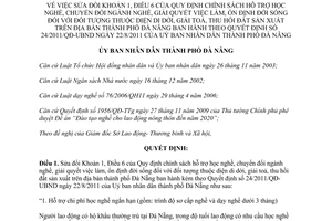 Quyết định 09/2014/QĐ-UBND hỗ trợ học nghề chuyển nghề việc làm đối tượng bị giải toả Đà Nẵng