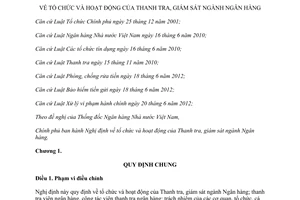 Nghị định 26/2014/NĐ-CP tổ chức và hoạt động của Thanh tra giám sát ngành Ngân hàng