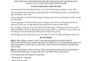 Quyết định 05/2014/QĐ-UBND sửa đổi chức năng nhiệm vụ quyền hạn cơ cấu Văn phòng Ủy ban Yên Bái