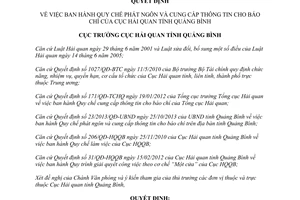 Quyết định 82/QĐ-HQQB 2014 Quy chế phát ngôn cung cấp thông tin báo chí Cục Hải quan Quảng Bình