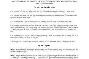 Quyết định 05/2014/QĐ-UBND  quy chế tổ chức hoạt động của thôn khu phố Bình Định