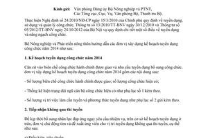 Công văn 2073/BNN-TCCB kế hoạch tuyển dụng công chức Bộ Nông nghiệp và Phát triển nông thôn năm 2014