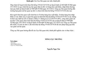 Công văn 3503/TCHQ-VNACCS 2014 triển khai hệ thống VNACCS/VCIS Tổng cục Hải quan