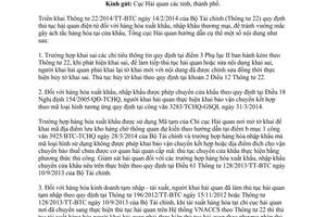 Công văn 3609/TCHQ-VNACCS 2014 hướng dẫn Thông tư 22/2014/TT-BTC hải quan điện tử