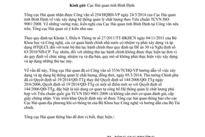 Công văn 3705/TCHQ-VP 2014 xây dựng HT quản lý chất lượng tiêu chuẩn TCVN ISO 9001:2008