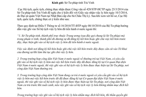 Công văn 1949/HTQTCT-HT cấp giấy xác nhận ly hôn cho công dân Việt Nam định cư tại Nhật bản