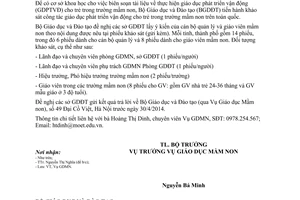 Công văn 1945/BGDĐT-GDMN khảo sát công tác giáo dục phát triển vận động trẻ trường mầm non 2014