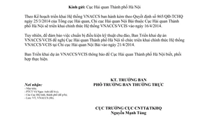 Công văn 4076/TCHQ-VNACCS năm 2014 triển khai Hệ thống VNACCS/VCIS