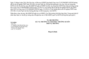 Công văn 1976/BGDĐT-GDTX ôn thi tốt nghiệp môn Ngữ văn trung học phổ thông 2014