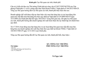 Công văn 4184/TCHQ-GSQL năm 2014 thực hiện khoản 9 Điều 1 Nghị định 164/2013/NĐ-CP