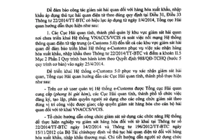 Công văn 4177/TCHQ-VNACCS 2014 hướng dẫn giám sát thủ tục hải quan điện tử theo 22/2014/TT-BTC