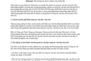 Công văn 5052/BTC-VP phương hướng nhiệm vụ công tác văn thư lưu trữ năm 2014