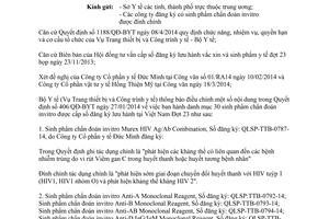 Công văn 2076/BYT-TB-CT năm 2014 đính chính quyết định cấp số đăng ký sinh phẩm chẩn đoán invitro