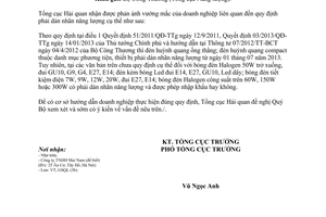 Công văn 4320/TCHQ-GSQL năm 2014 vướng mắc quy định dán nhãn năng lượng