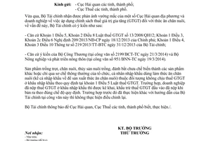 Công văn 5165/BTC-TCHQ năm 2014 thuế giá trị gia tăng đối với thức ăn chăn nuôi