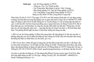 Công văn 1940/BNN-VP 2014 đăng ký địa chỉ Email trao đổi Bộ Nông nghiệp Phát triển nông thôn
