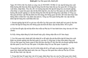 Công văn 4351/TCHQ-GSQL 2014 cấp mã địa điểm tập kết hàng hóa xuất khẩu