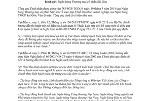 Công văn 1327/TCT-DNL năm 2014 Thuế thu nhập doanh nghiệp Ngân hàng TMCP Sài Gòn