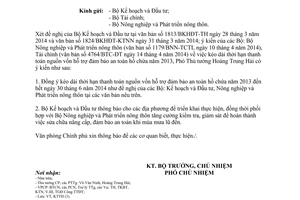 Công văn 2856/VPCP-KTTH năm 2014 thời hạn thanh toán nguồn vốn đảm bảo an toàn hồ chứa năm 2013