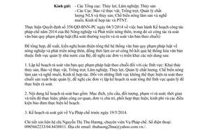 Công văn 2039/BNN-PC năm 2014 thực hiện rà soát văn bản quy phạm pháp luật