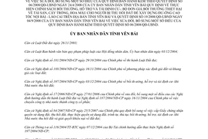 Quyết định 07/2014/QĐ-UBND sửa đổi 06/2008/QĐ-UBND và 19/2008/QĐ-UBND bồi thường thiệt hại thu hồi đất Yên Bái