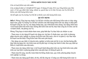 Quyết định 618/QĐ-KTNN năm 2014 phòng trực thuộc Vụ Chế độ và Kiểm soát chất lượng kiểm toán