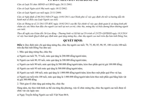 Quyết định 11/2014/QĐ-UBND mức chi quà tặng mừng thọ chúc thọ người cao tuổi Đồng Nai 2014