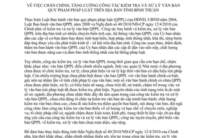 Chỉ thị 11/CT-UBND năm 2014 kiểm tra xử lý văn bản quy phạm pháp luật Bình Thuận