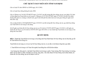 Quyết định 645/QĐ-UBND 2014 thành lập Trạm kiểm tra tải trọng xe lưu động Nam Định