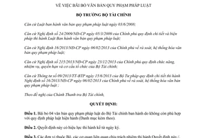 Quyết định 724/QĐ-BTC bãi bỏ văn bản quy phạm pháp luật Bộ Tài chính 2014