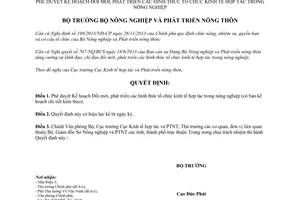 Công văn 710/QĐ-BNN-KTHT 2014 tổ chức kinh tế hợp tác nông nghiệp