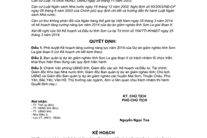 Quyết định 781/QĐ-UBND kế hoạch tăng cường năng lực 2014 dự án giảm nghèo Sơn La giai đoạn II