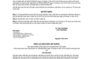 Quyết định 365/QĐ-BNV năm 2014 phê duyệt Điều lệ sửa đổi Hội Nạn nhân chất độc da cam/dioxin