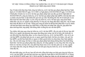 Chỉ thị 17/2014/CT-UBND kiểm tra xử lý văn bản quy phạm pháp luật Thừa Thiên Huế 2014
